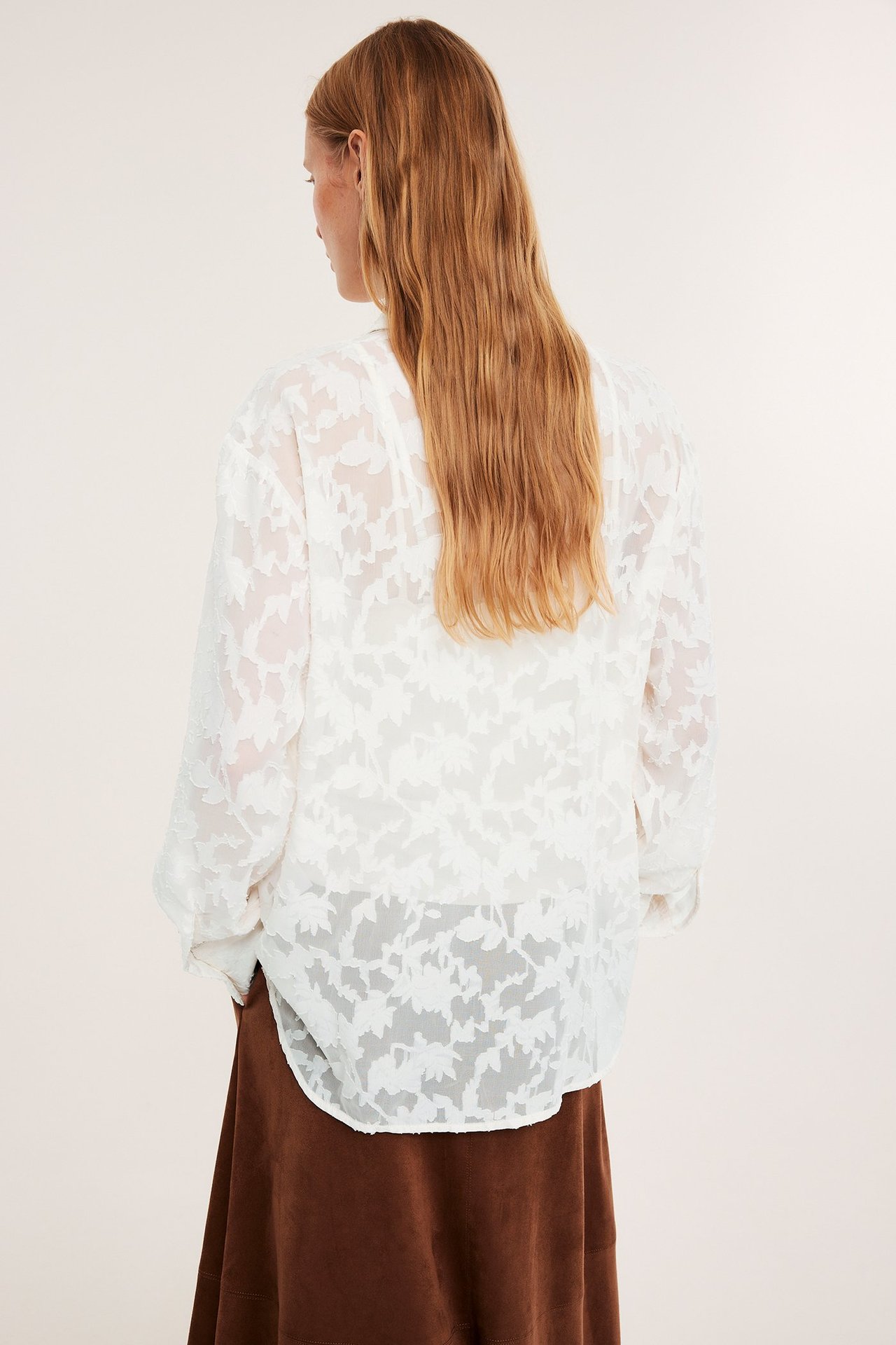 Mønstret skjorte - Offwhite - 175cm / Storlek: S - 6
