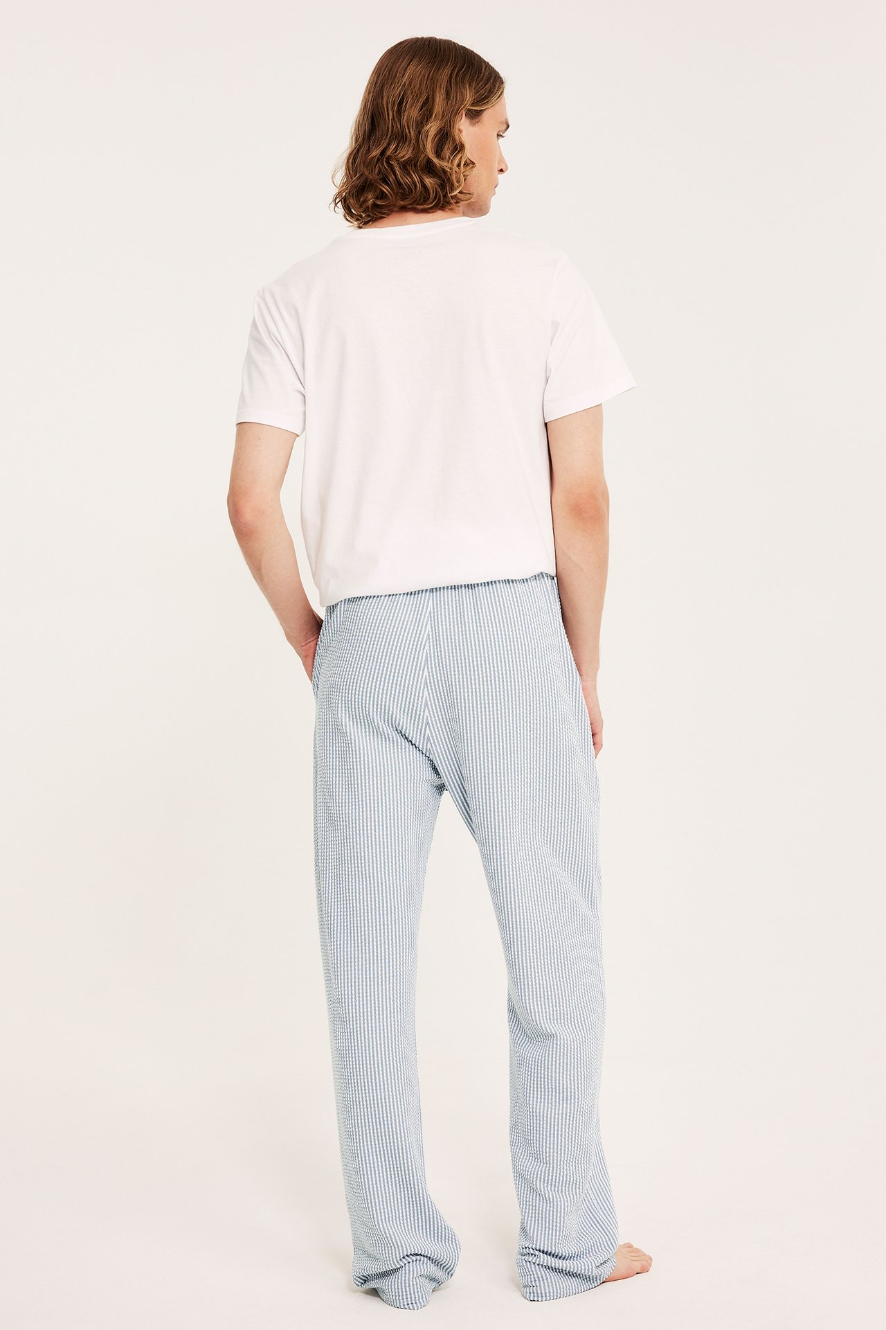 Pyjamasbyxor med struktur - Mörkblå - 4