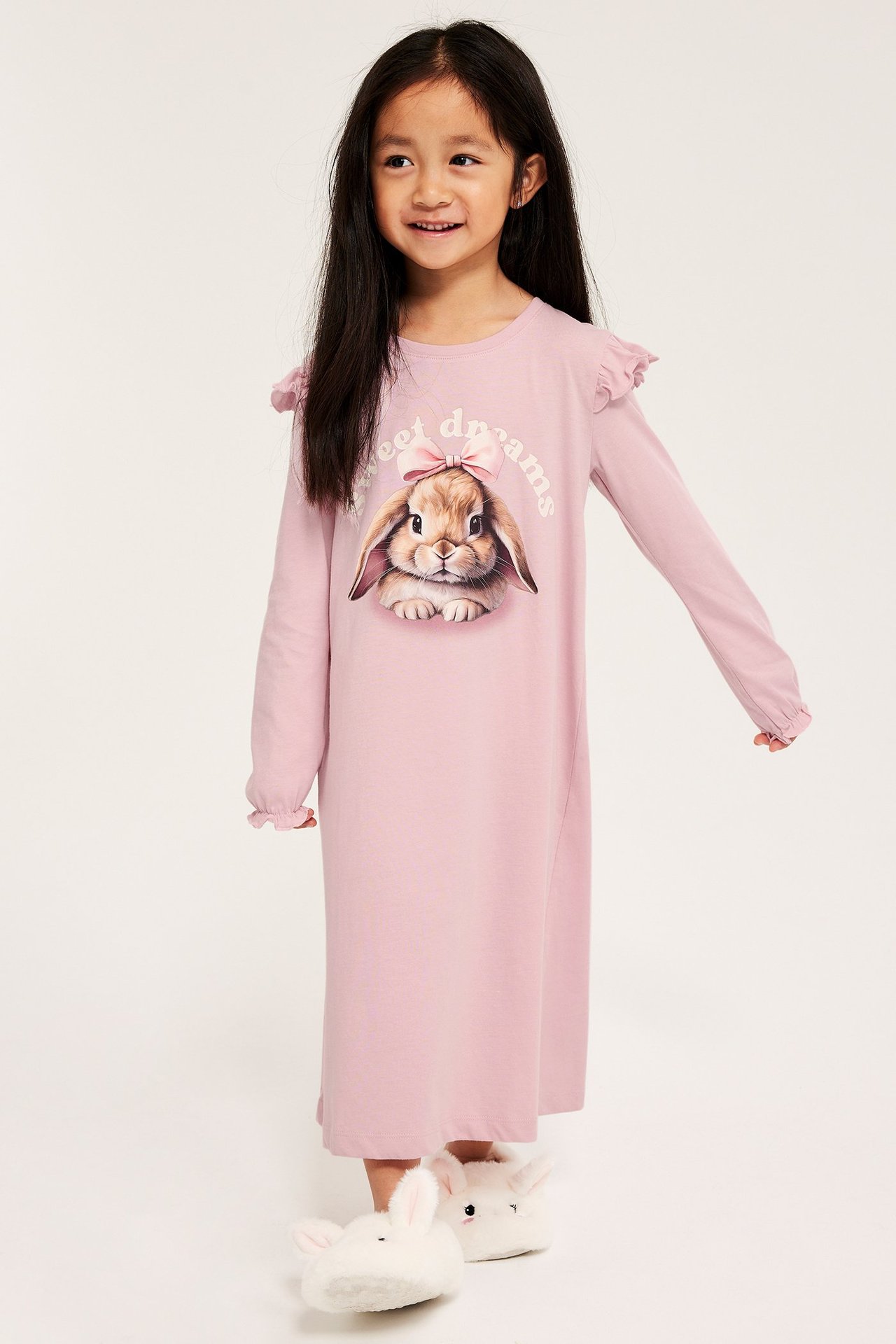 Pitkähihainen yöpaita puuvillasta