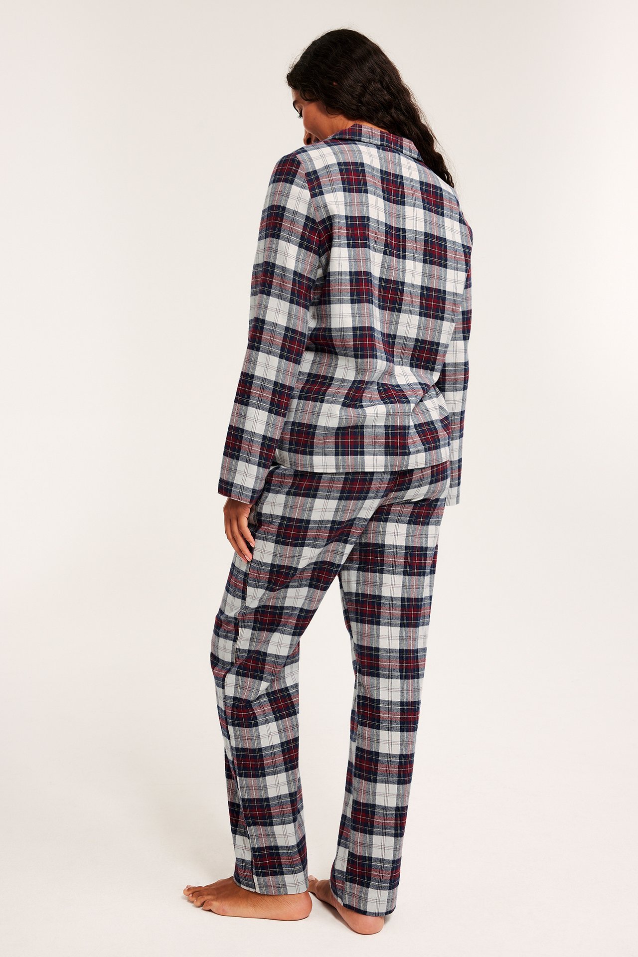 Rutete flanellpyjamas dame - Mørkeblå - 176cm / Storlek: S - 5
