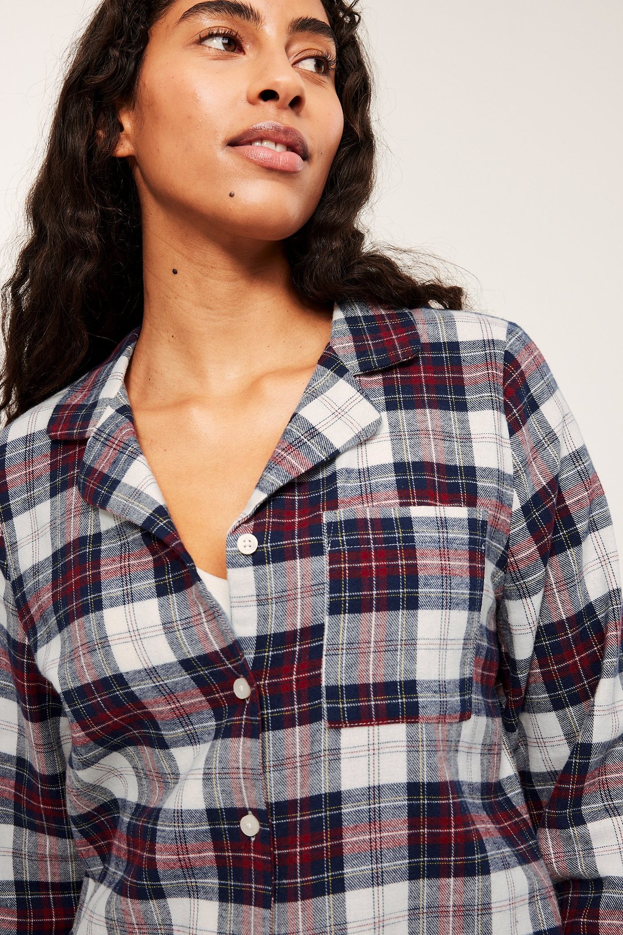 Rutete flanellpyjamas dame