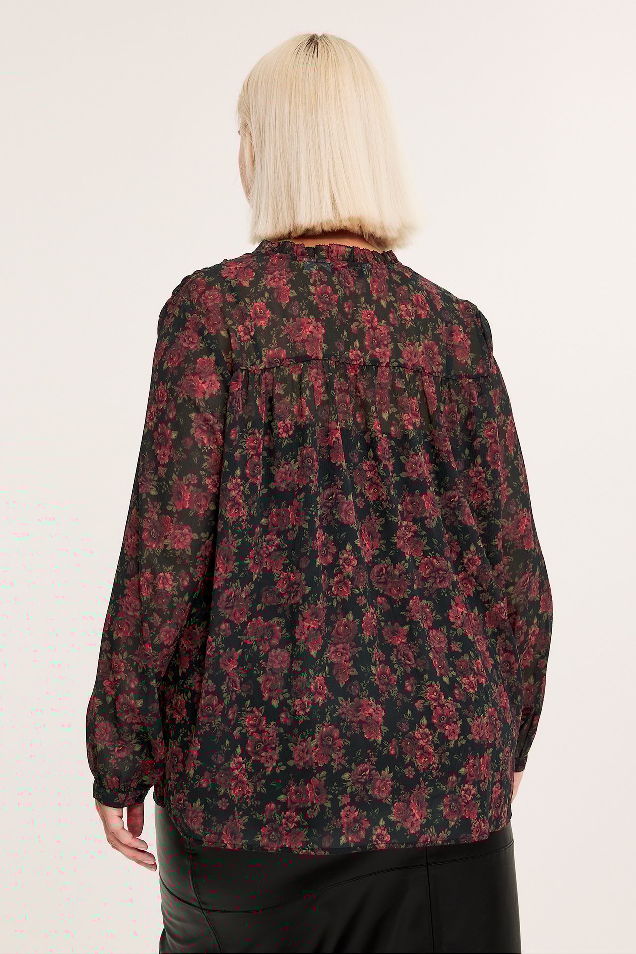 Langermet bluse - Svart - 5