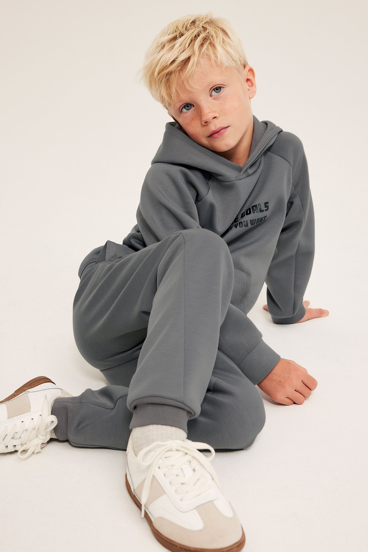 Bluza z kapturem, z materiału interlock - Szary - 4