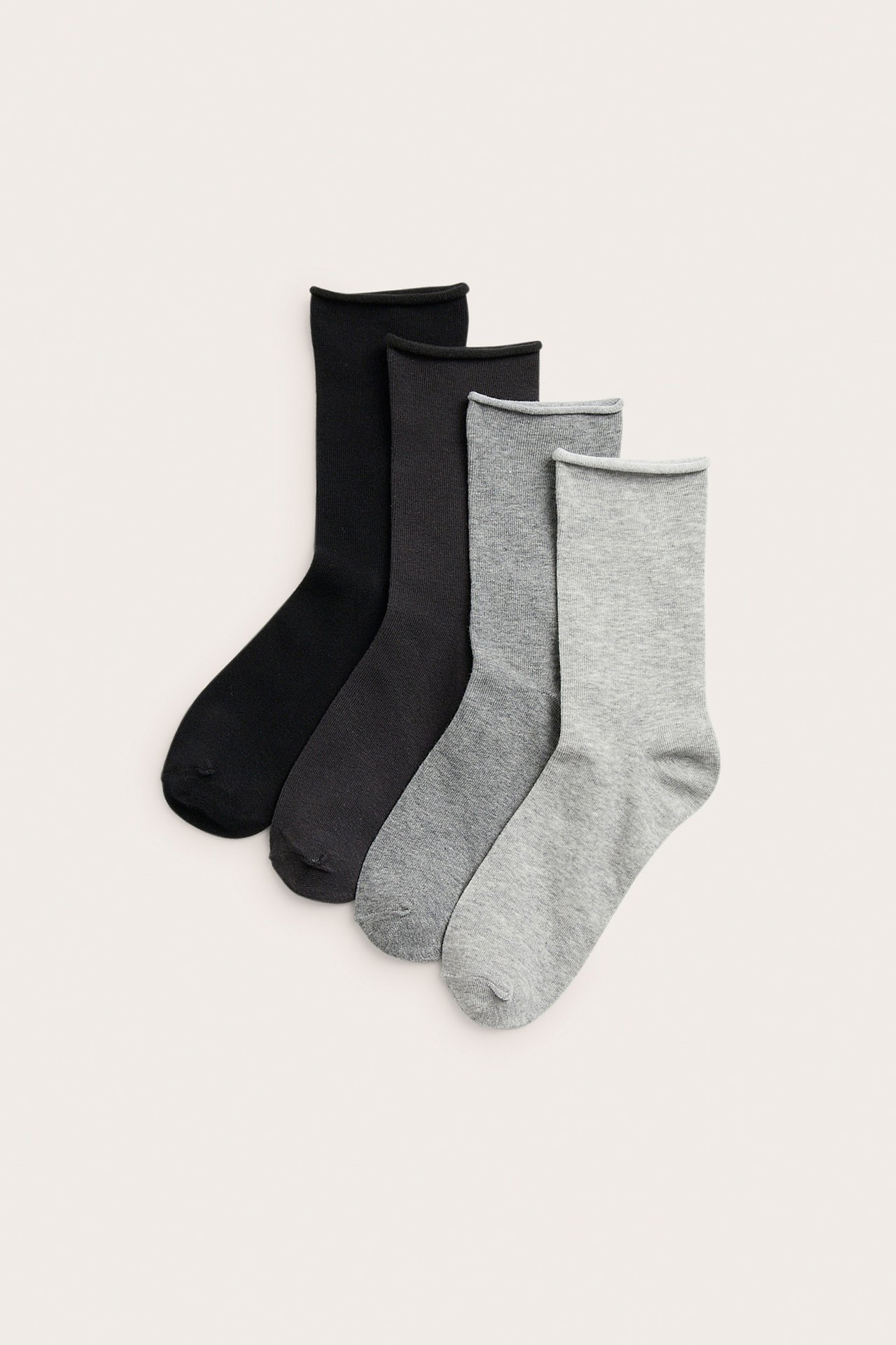 Strumpor med rullad kant i 4-pack