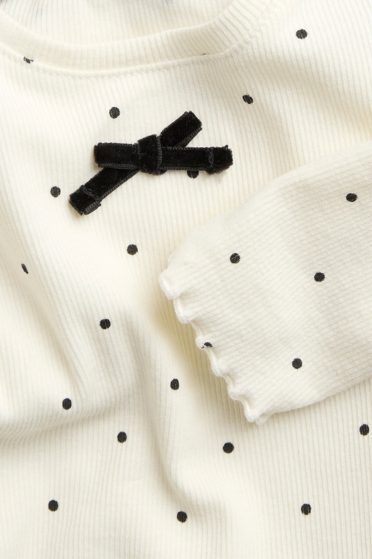 Långärmad prickig body - Offwhite - 4