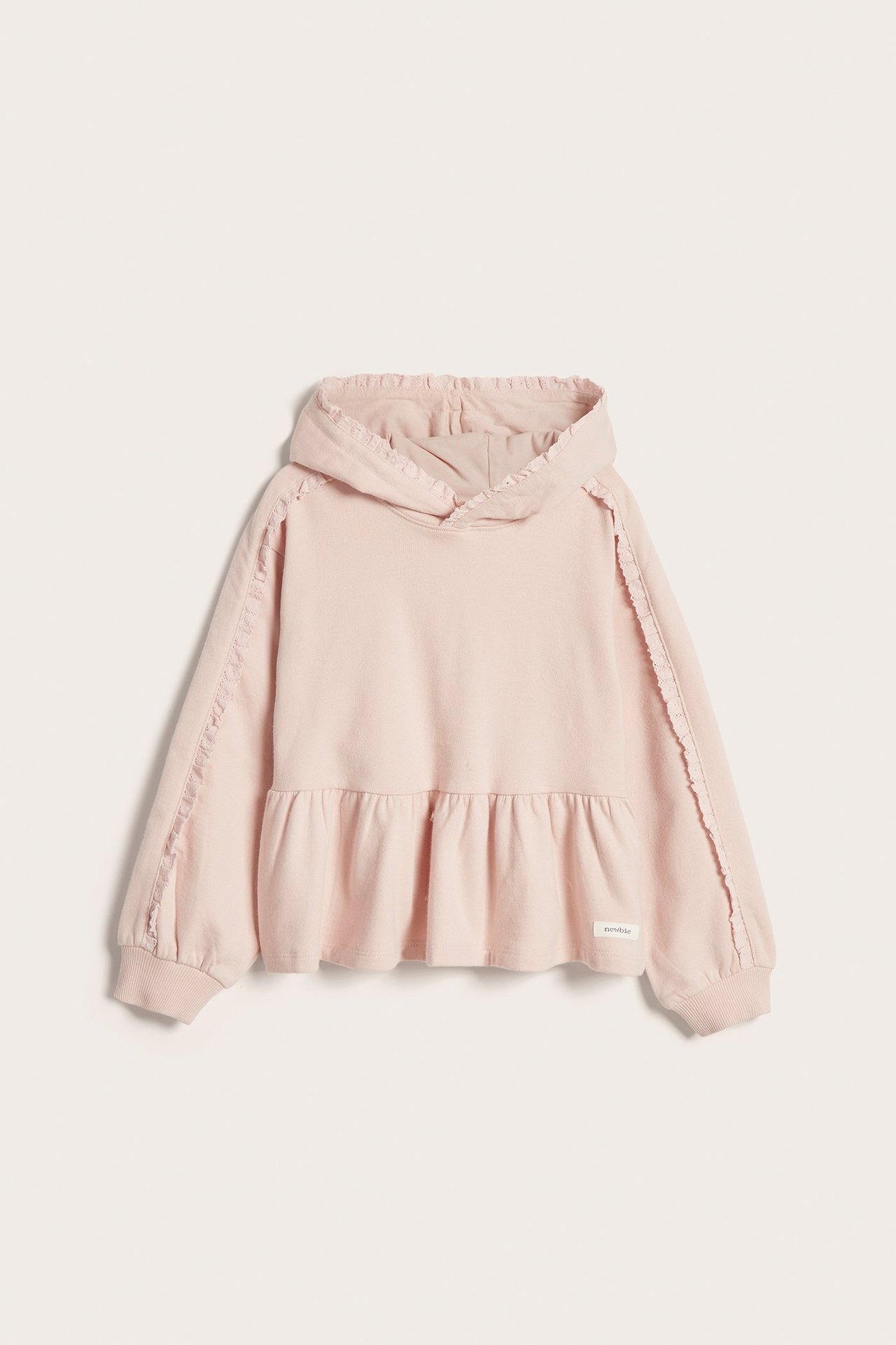 Sweatshirt med hette og blonder