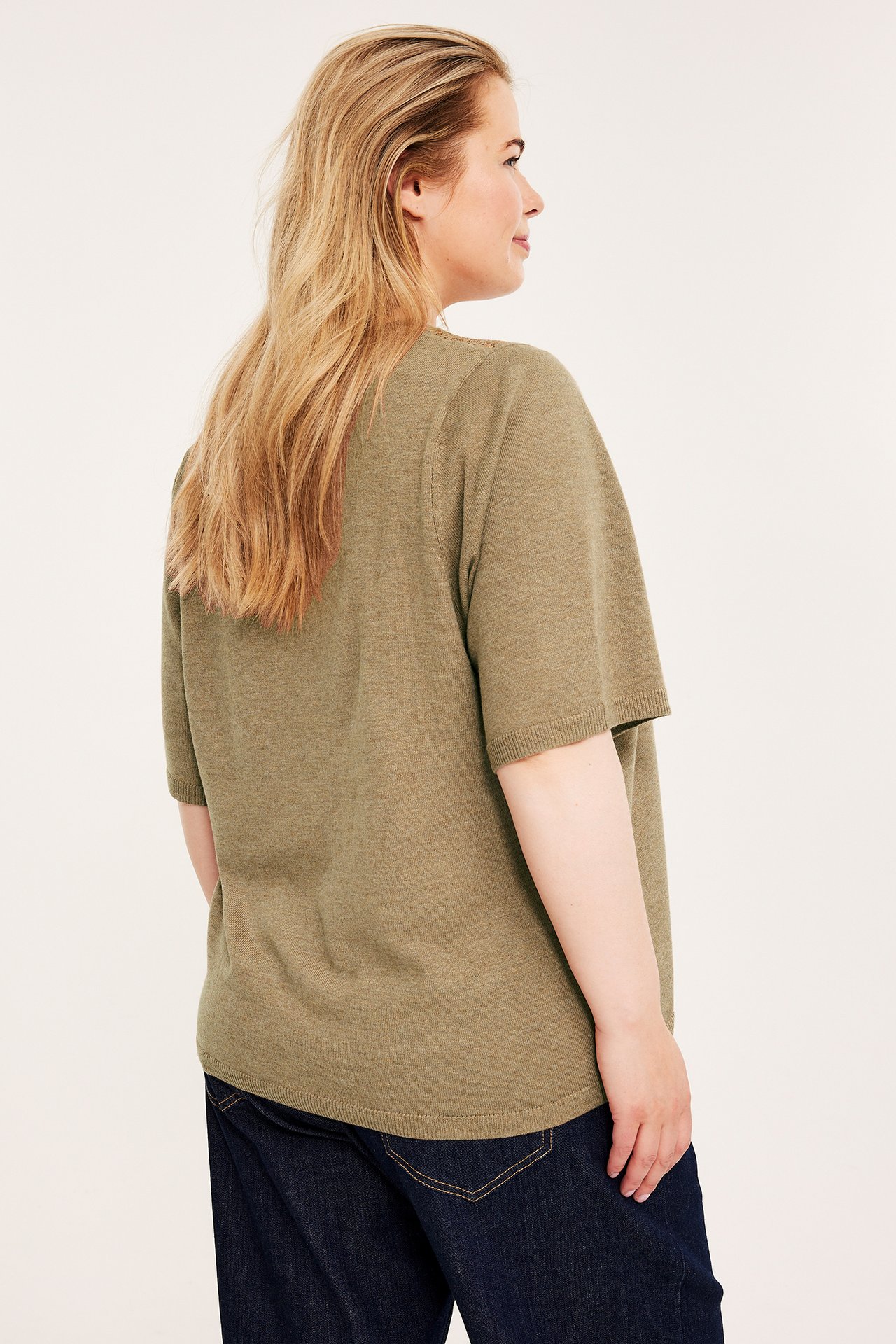 Topp med paljetter - Melert beige - 5