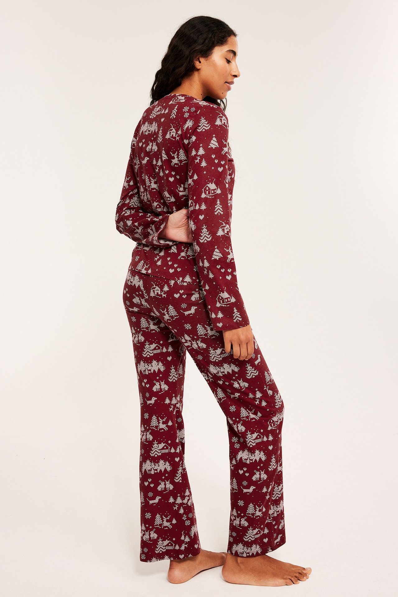 Naisten joulupyjama - Tummanpunainen - 176cm / Storlek: S - 5