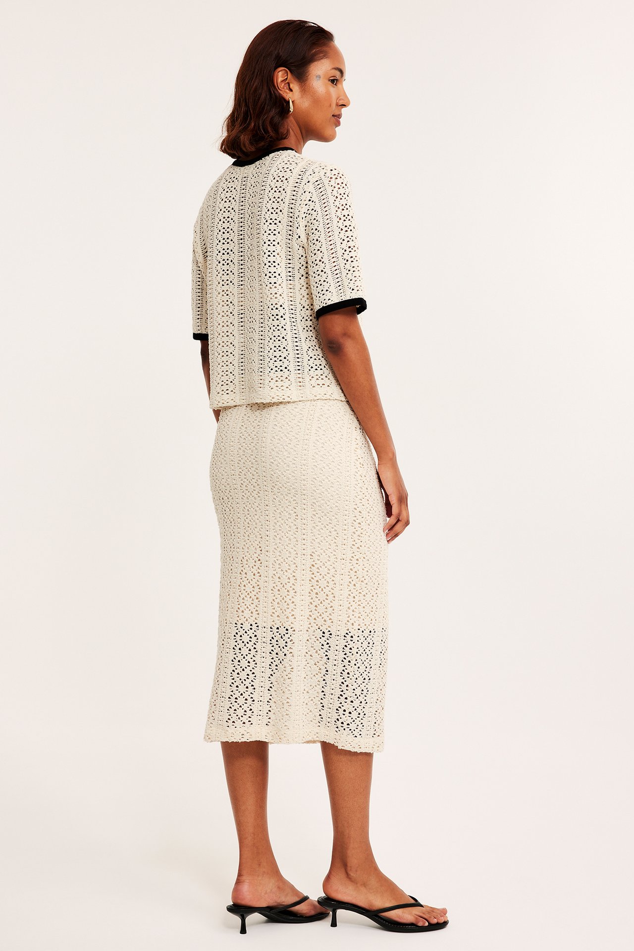 Virkad kjol - Offwhite - 6