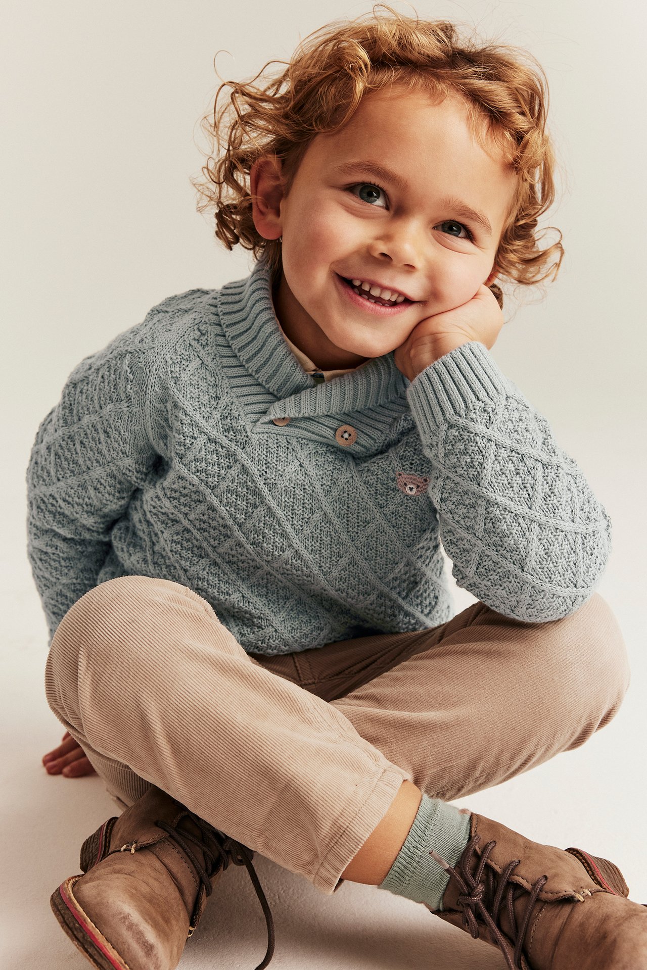 Sweter z dzianiny, z misiem