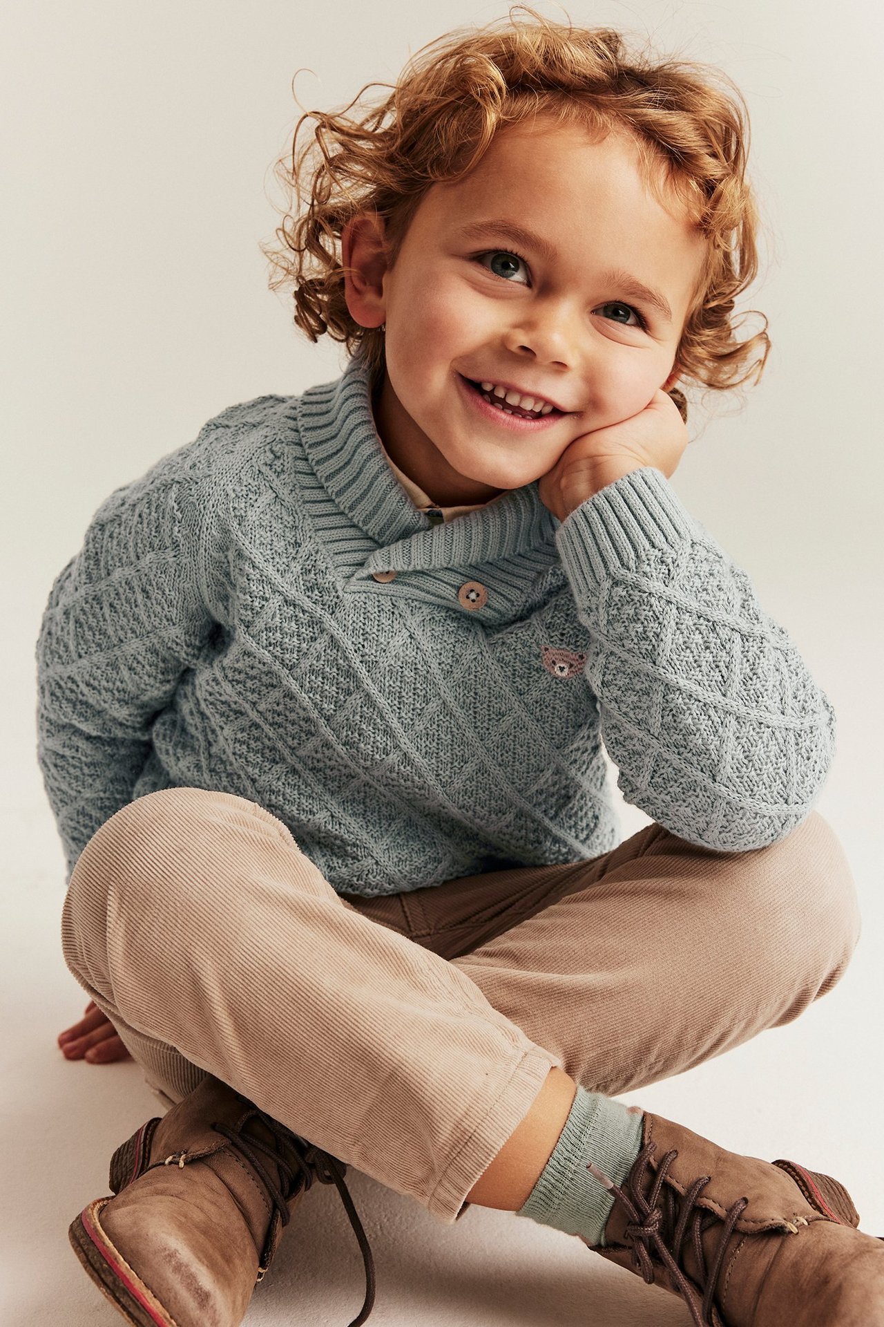 Sweter z dzianiny, z misiem