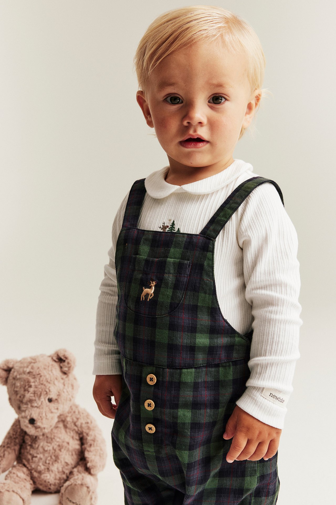 Ribattu kauluksellinen joulubody - Luonnonvalkoinen - 4