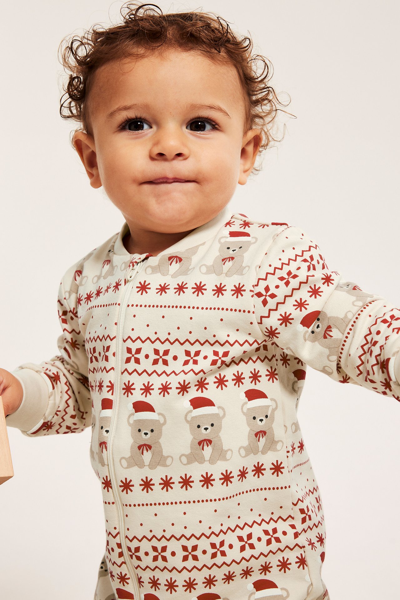 Jumpsuit med julemotiv - Lys beige - 4