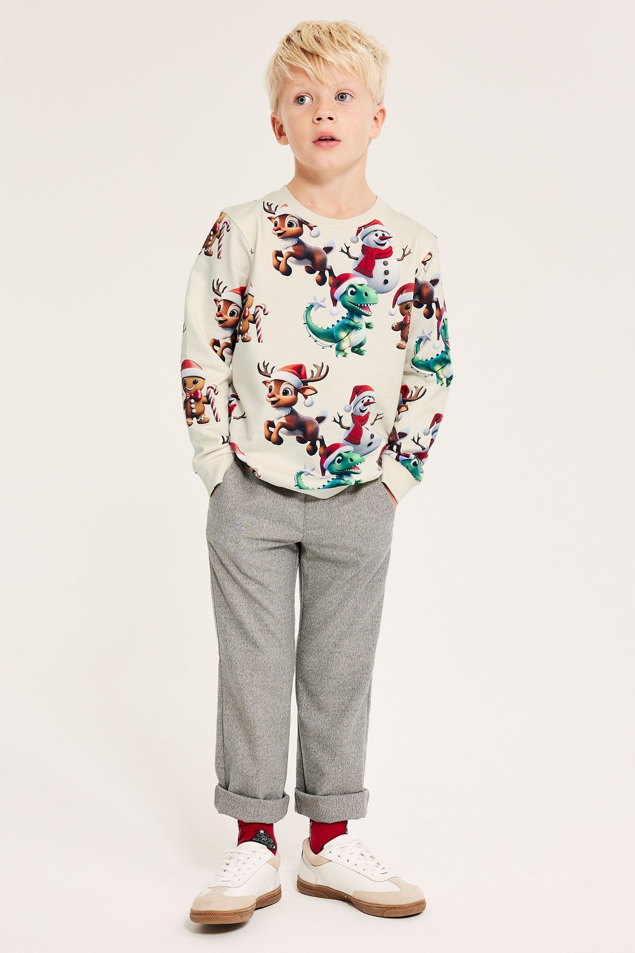 Bluza z bożonarodzeniowym motywem - Jasnobeżowy - 4