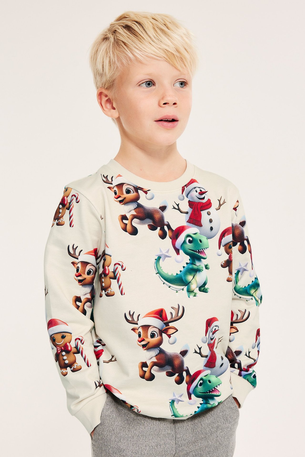 Bluza z bożonarodzeniowym motywem - Jasnobeżowy - 5