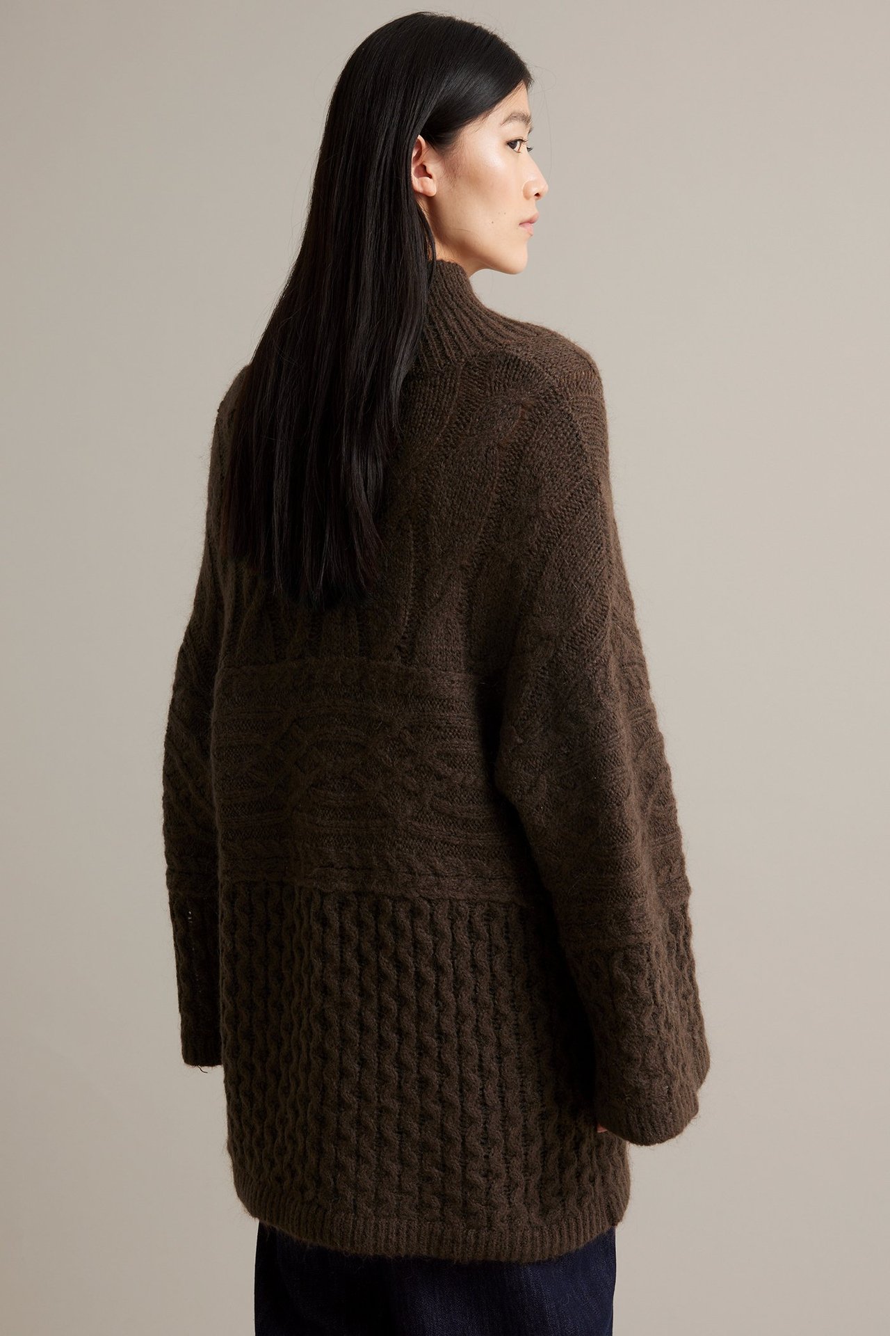Sweter z mieszanki wełny, z golfem - Ciemnobrązowy - 180cm / Rozmiar: S - 7
