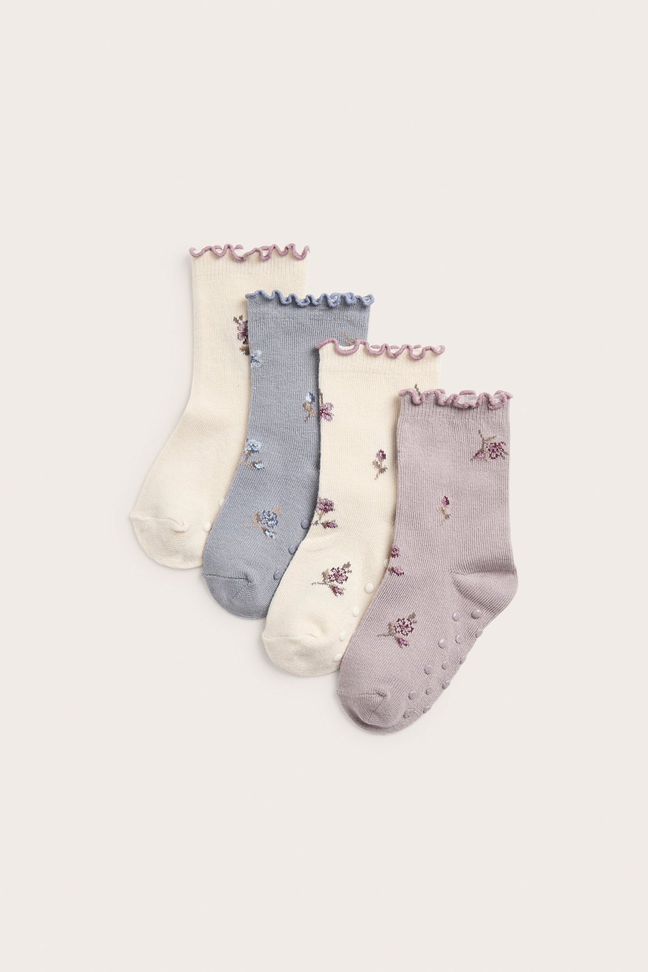 Strumpor med blommor 4-pack