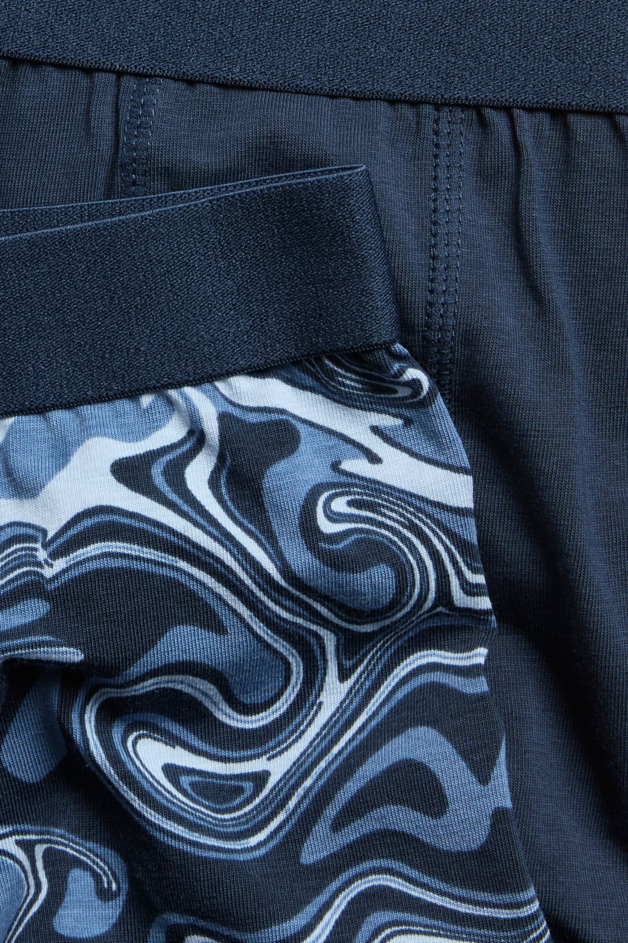 Dziecięce bokserki w ciemnoniebieskie wzory, 2-szt., zbliżenie.