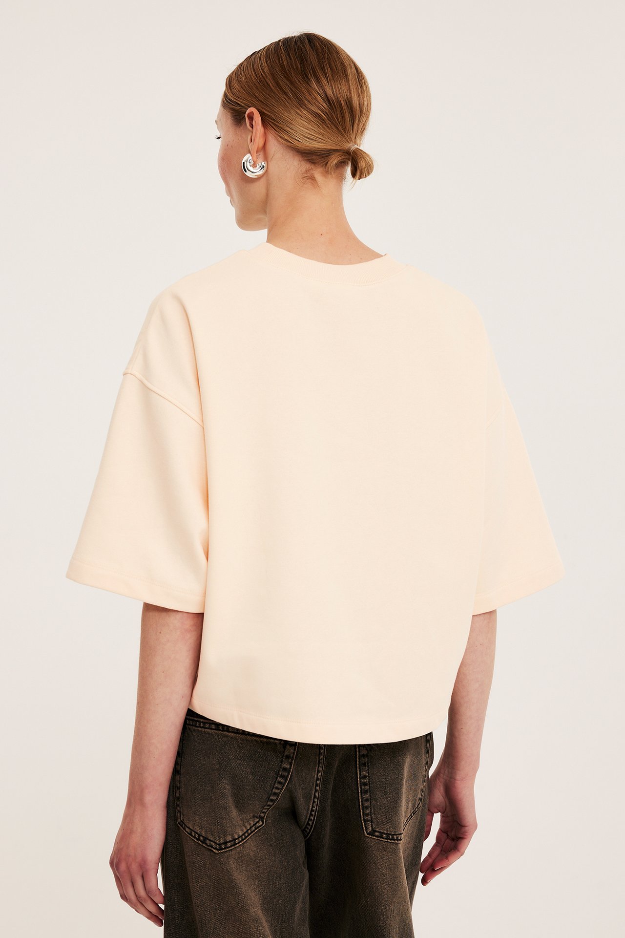 Lyhythihainen pusero - Vaaleanbeige - 5