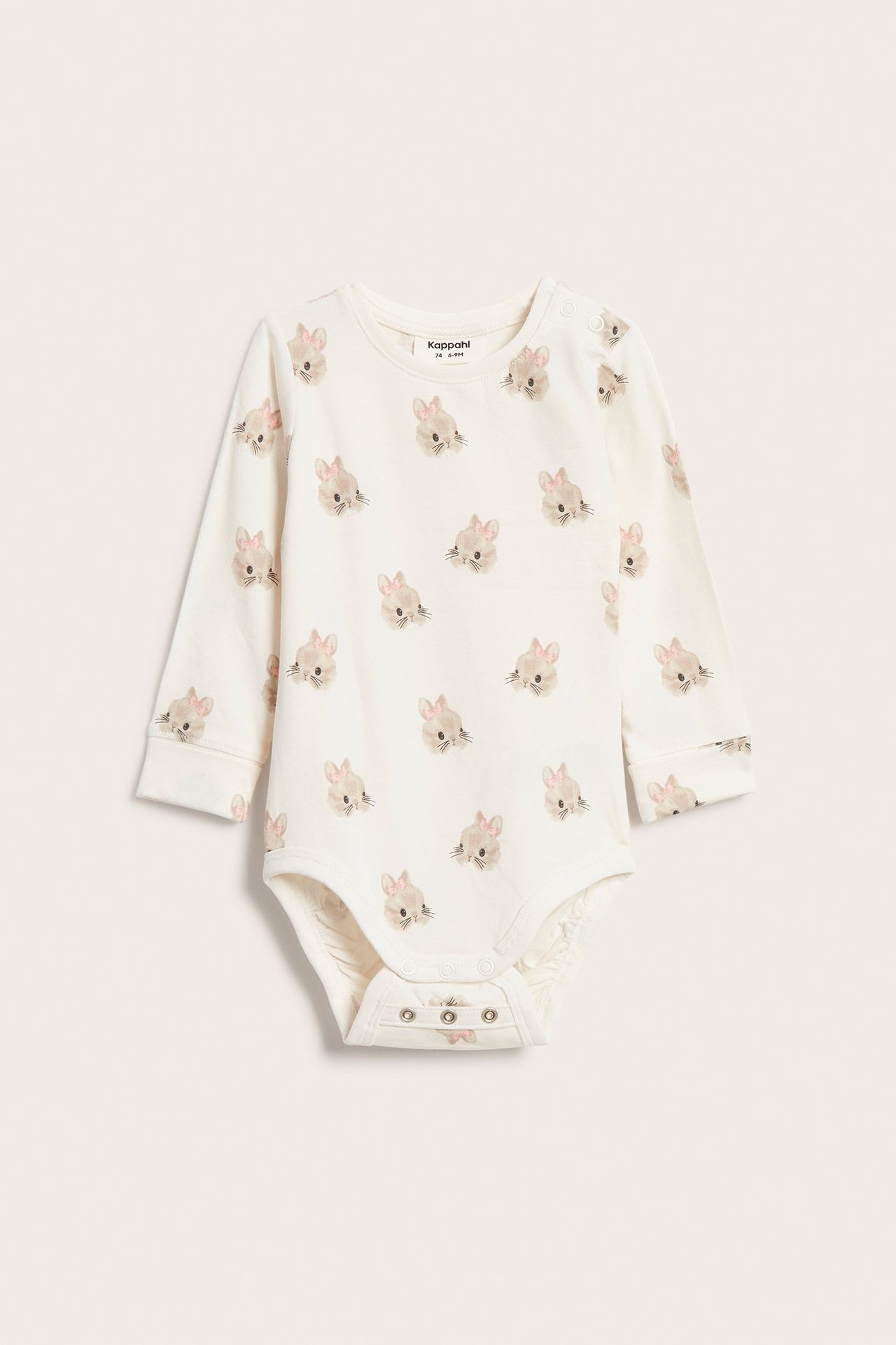 Långärmad body med djurmotiv