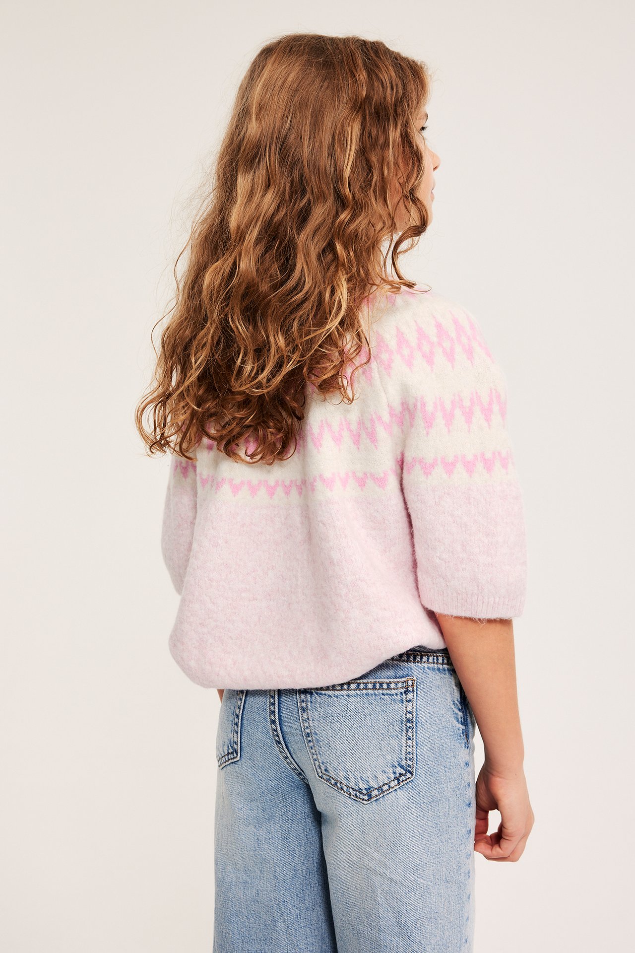 Strikkegenser med korte ermer - Rosa - 4