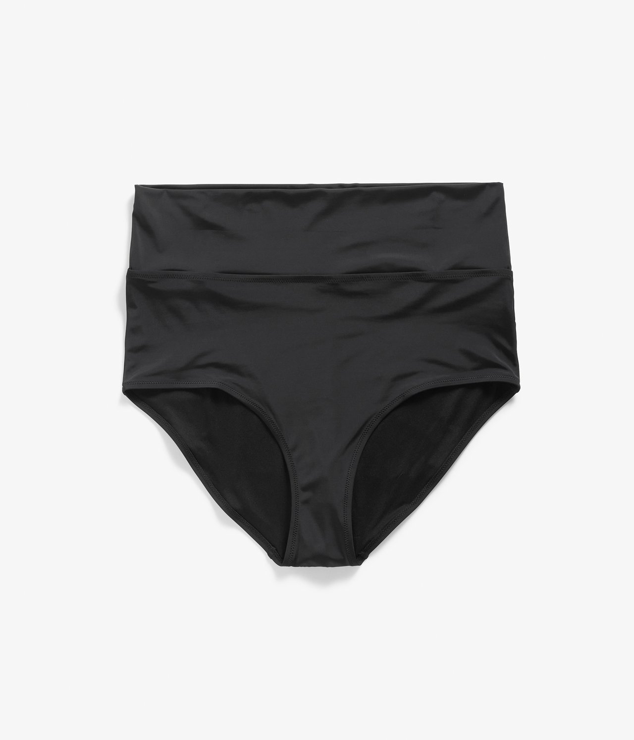 Majtki od bikini, z wywijanym pasem - Czarne - 4