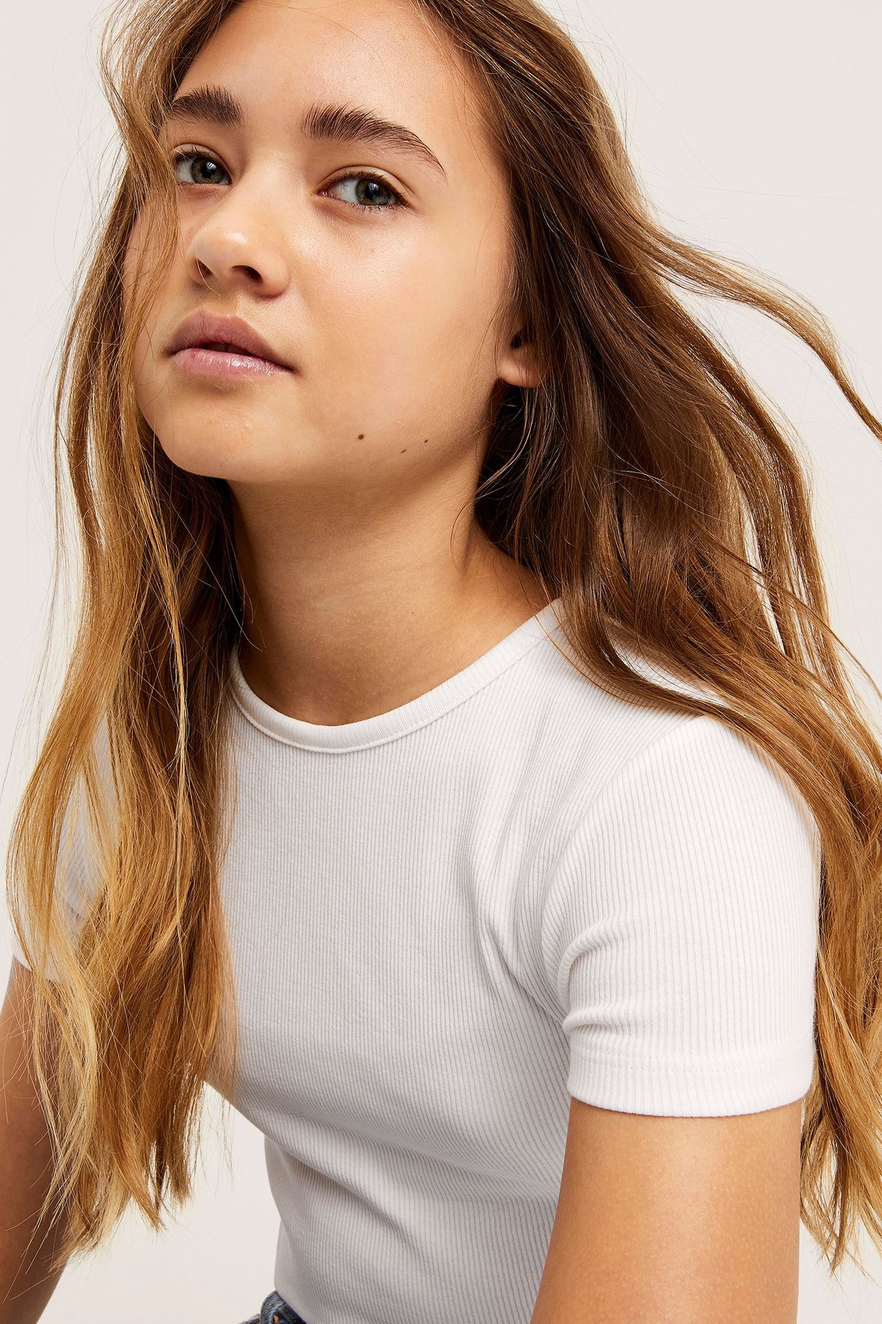 Prążkowany top z krótkimi rękawami