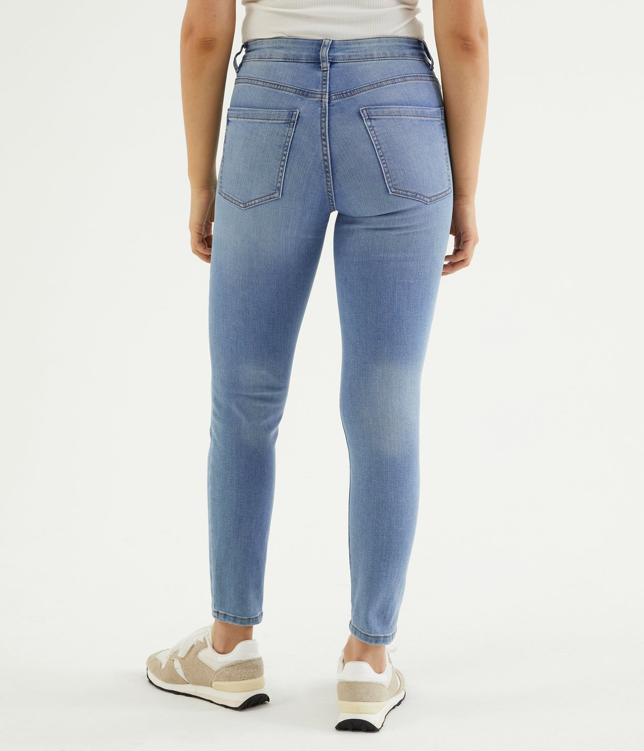 Cropped Slim Jeans Mid Waist Vaalea denimi - null - 6