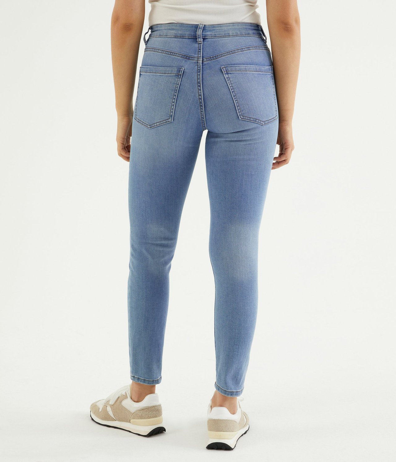 Cropped Slim Jeans Mid Waist Vaalea denimi - null - 0
