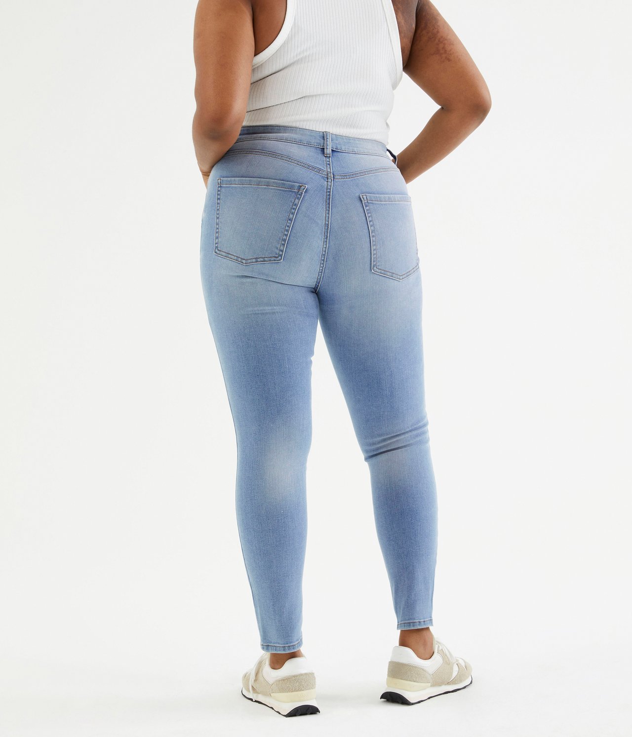 Cropped Slim Jeans Mid Waist - Vaalea denim - 5
