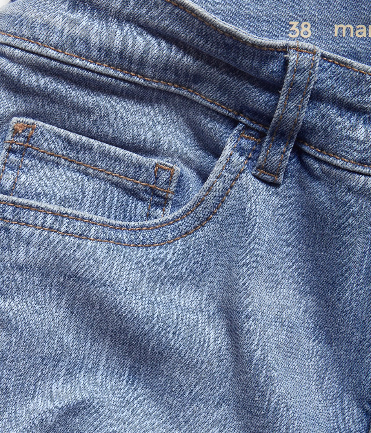 Cropped Slim Jeans Mid Waist - Vaalea denimi - 8