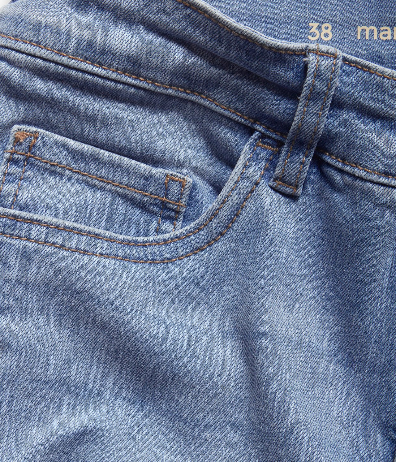 Cropped Slim Jeans Mid Waist - Vaalea denim - 7