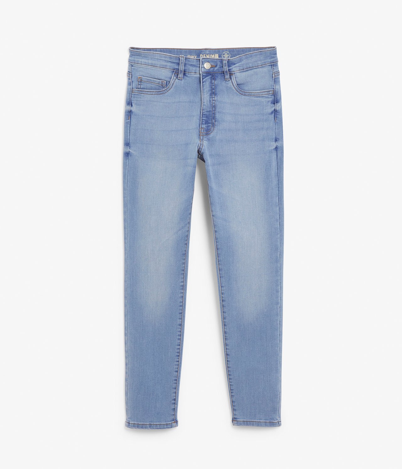 Cropped Slim Jeans Mid Waist Vaalea denimi - null - 8