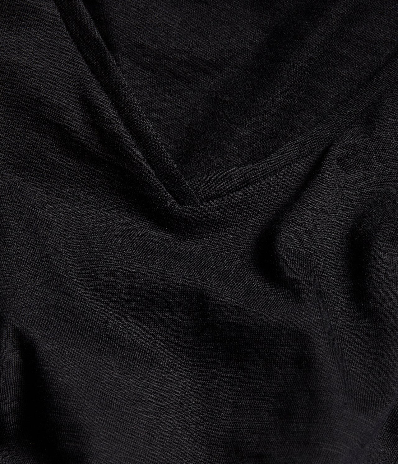 Koszulka basic z dekoltem w serek - Czarne - 1