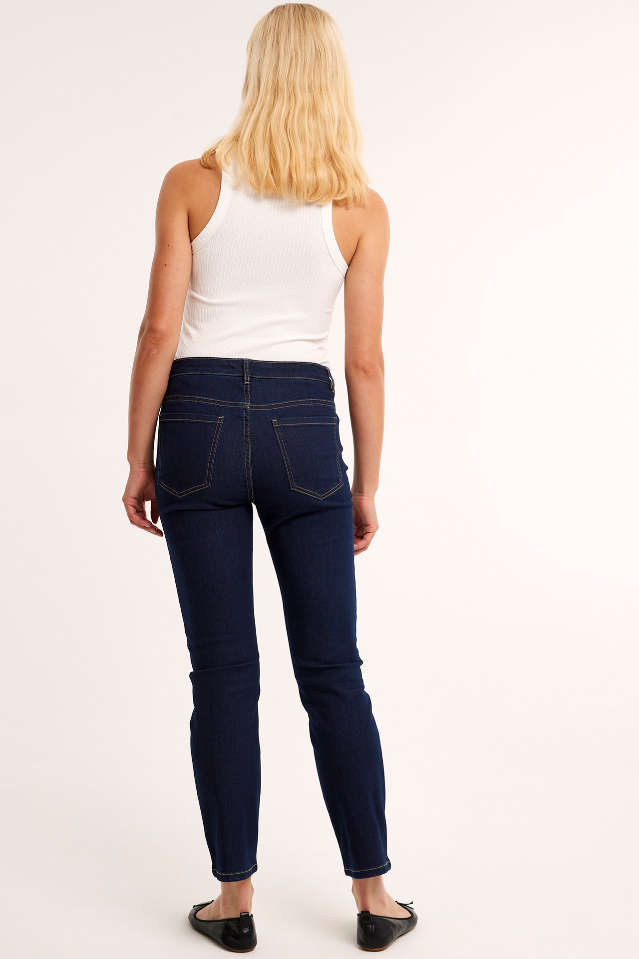 Straight Jeans Mid Waist - Mörk denim - 5