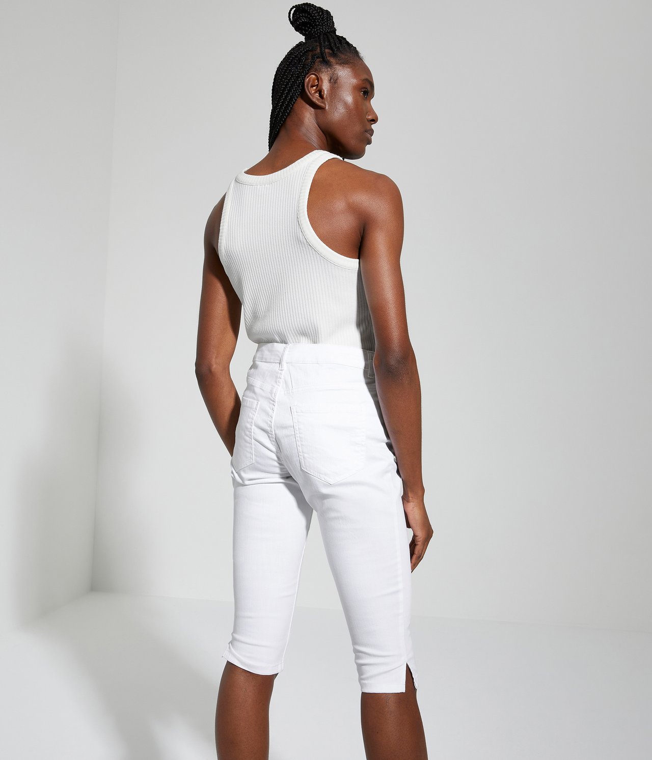 Caprihousut slim fit - Valkoinen - 3