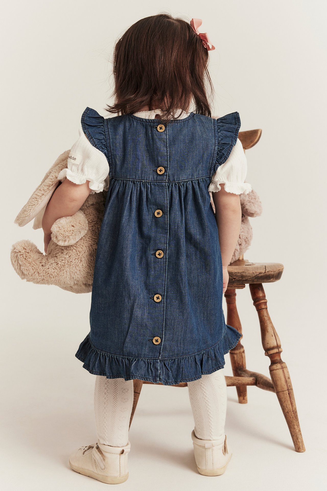 Jeanskjole med volang - Denim - 6