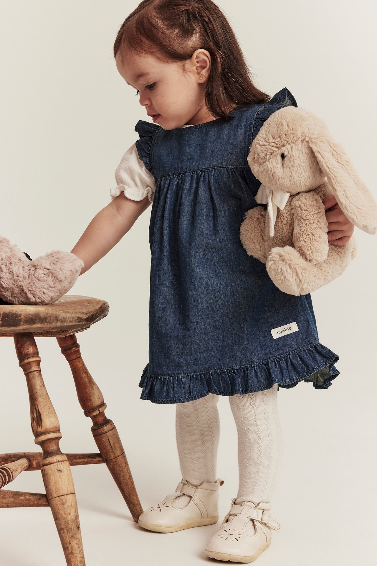 Jeanskjole med volang - Denim - 4