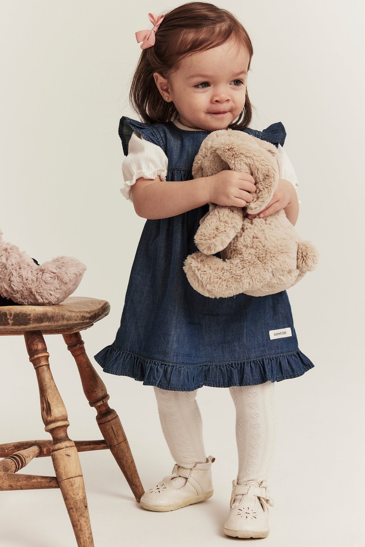 Jeanskjole med volang - Denim - 1