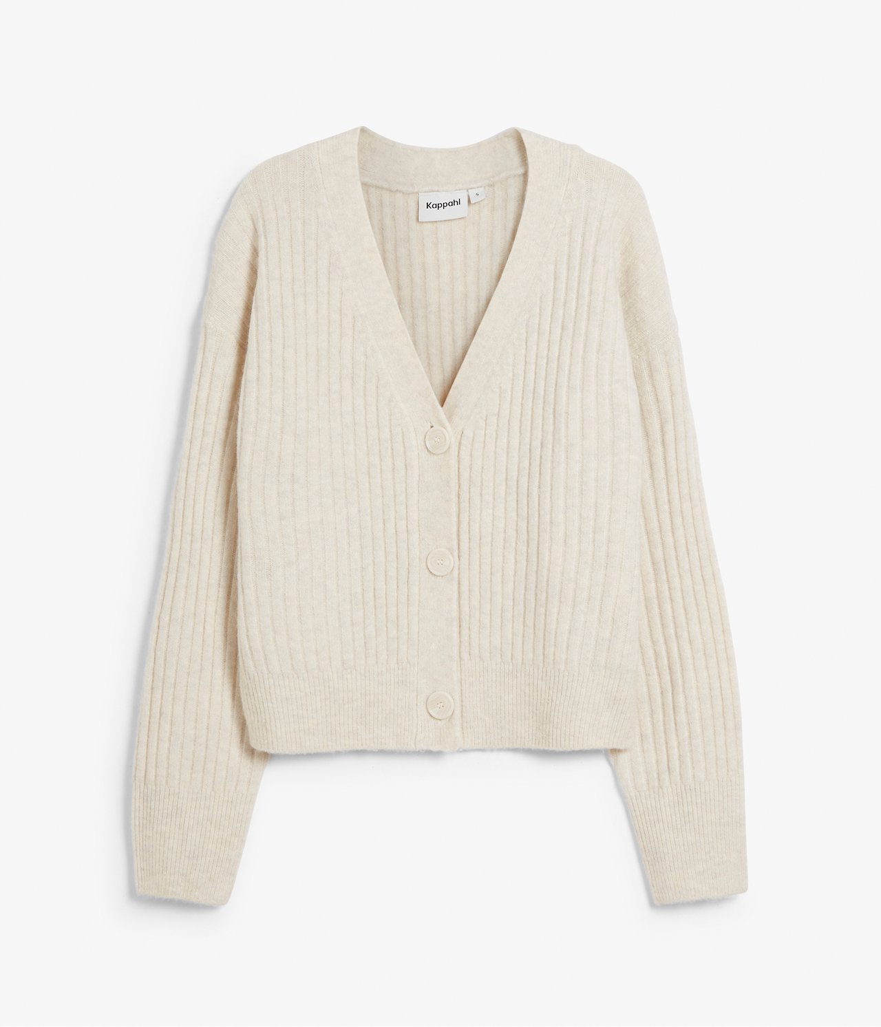Ribbstickad kofta - Ljusbeige - 6
