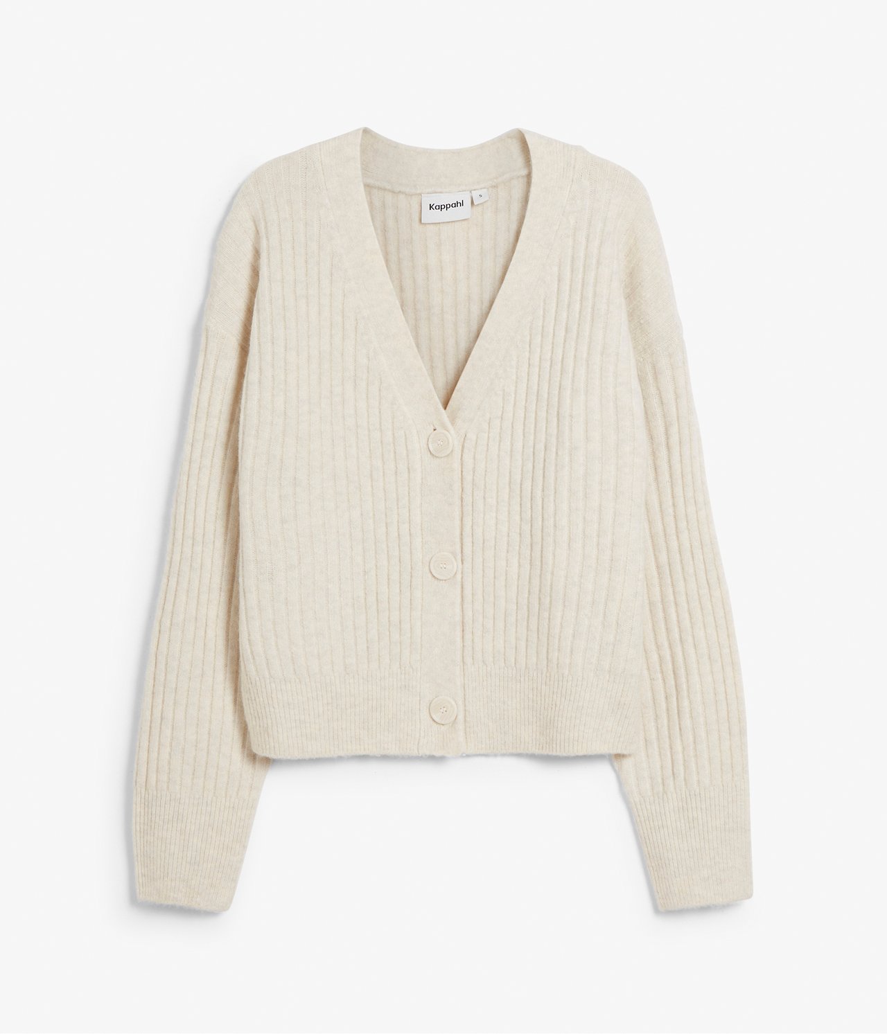 Ribbstickad kofta - Ljusbeige - 7