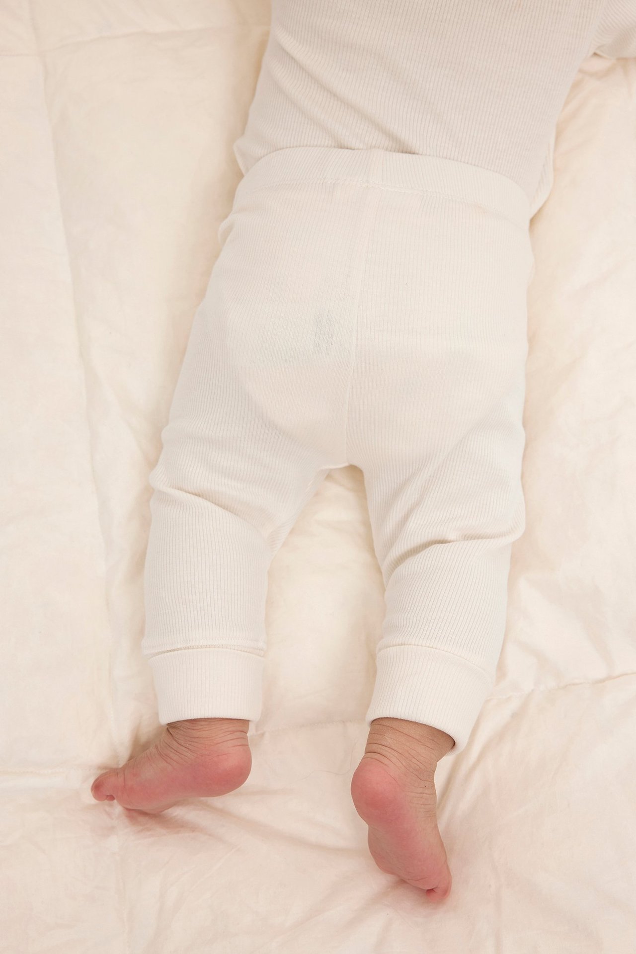 Prążkowane legginsy - Offwhite - 8