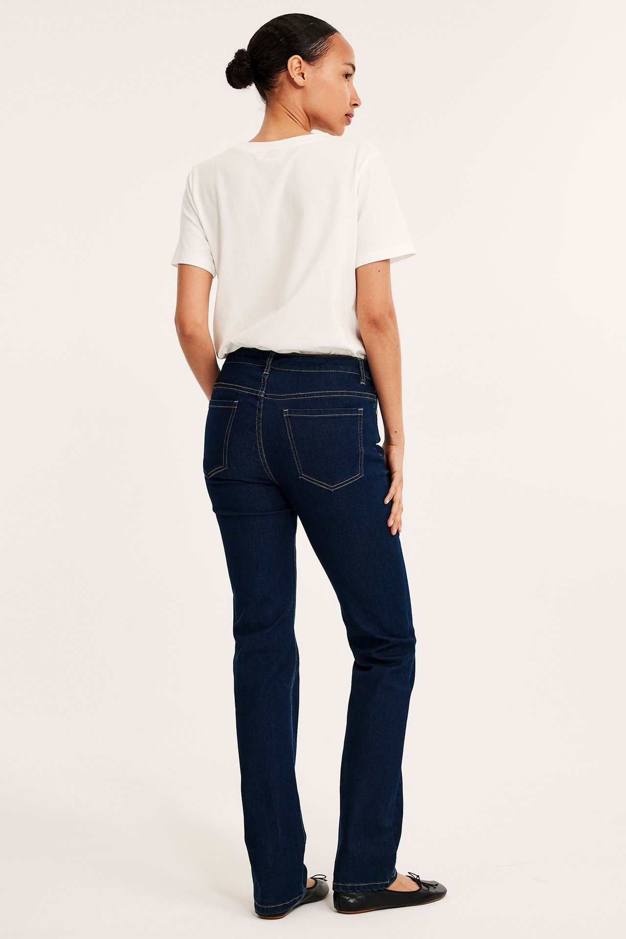 Straight Jeans Mid Waist Long Leg - Mörk denim - 7