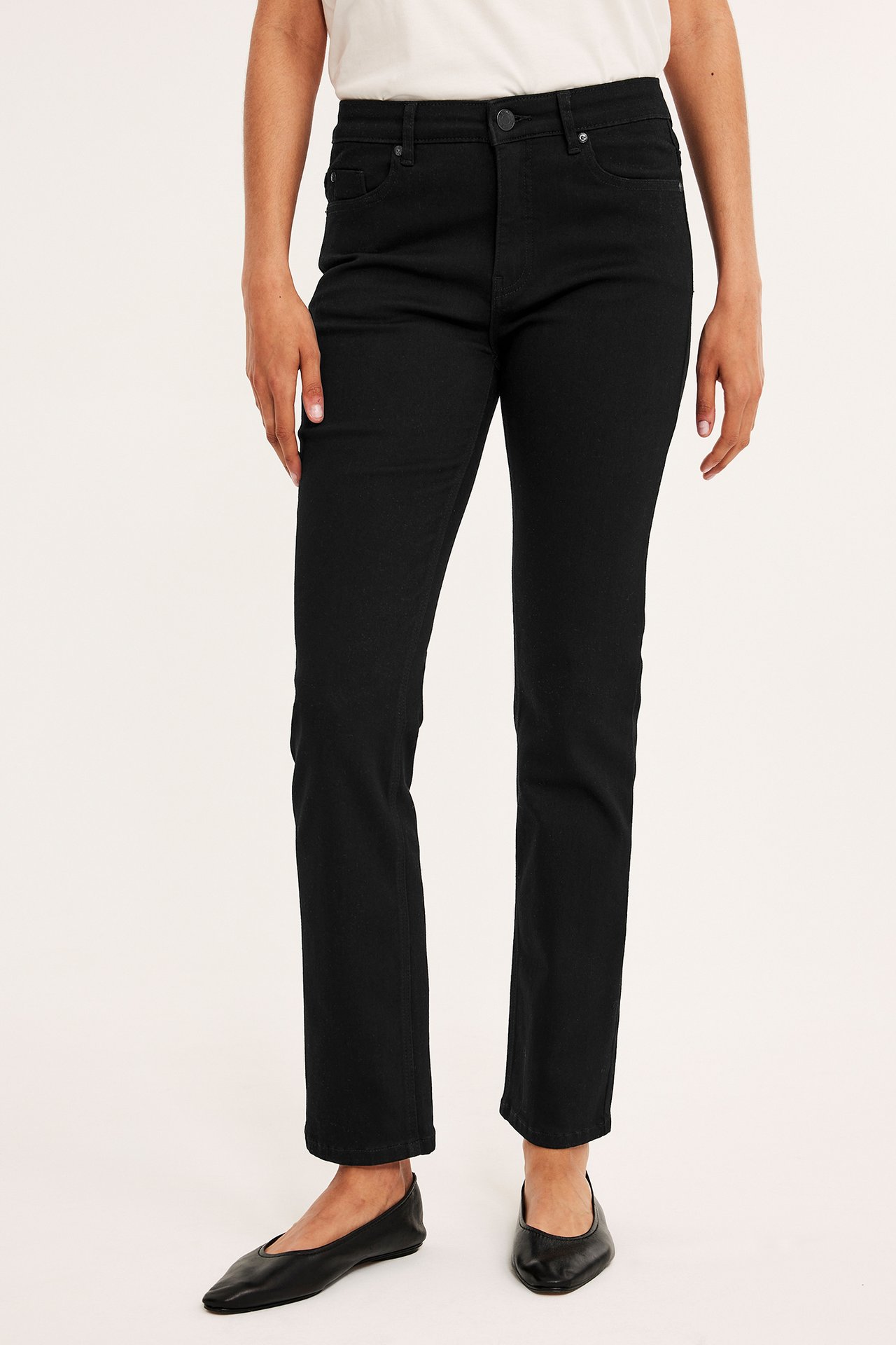 Straight Jeans Mid Waist - Svart - 8