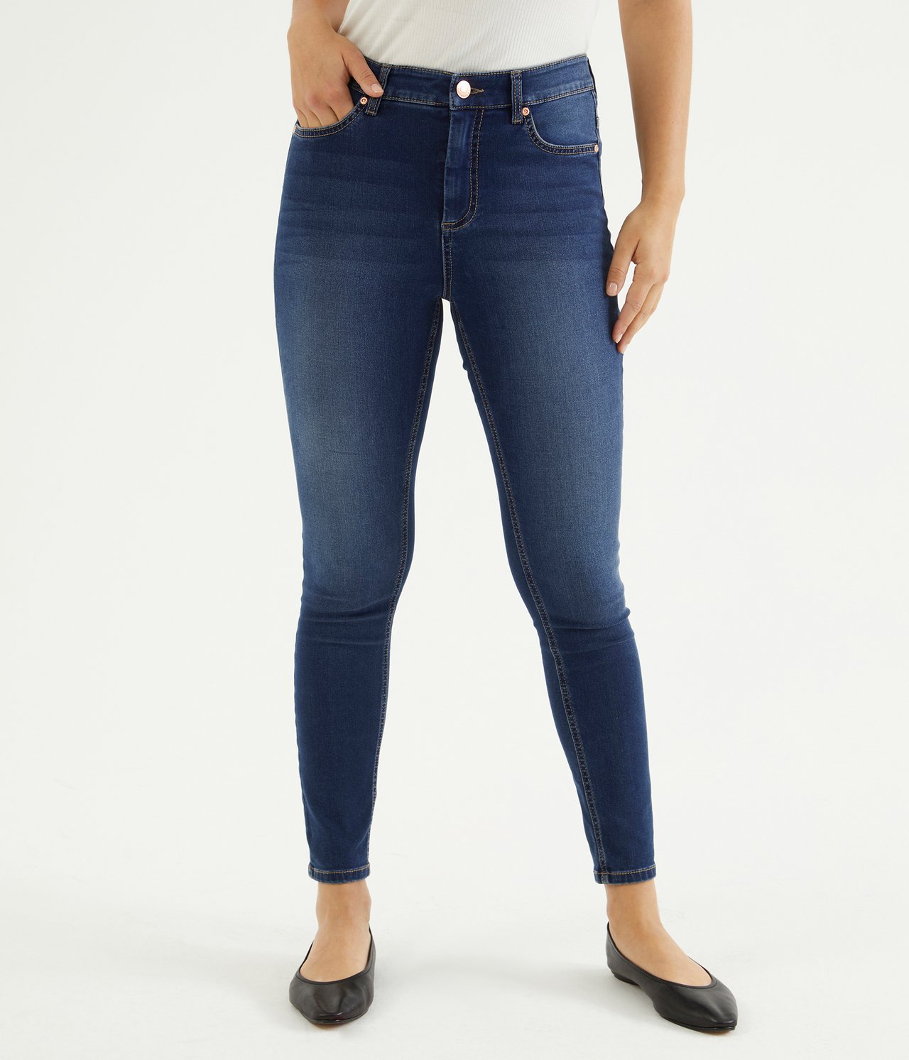 Super slim jeans short leg Mørk denim - null - 4