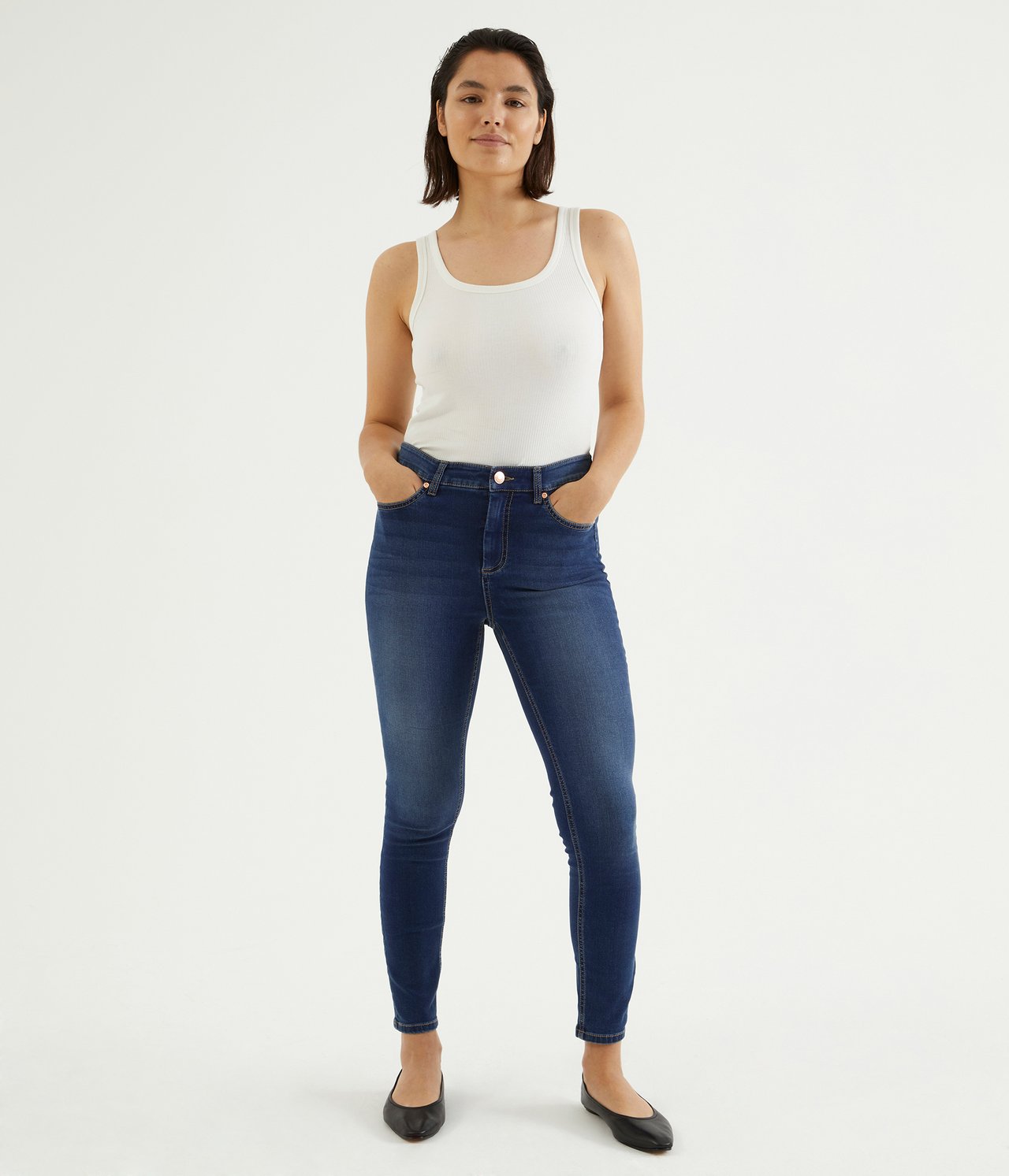 Super slim jeans short leg - Tumma denimi - 1