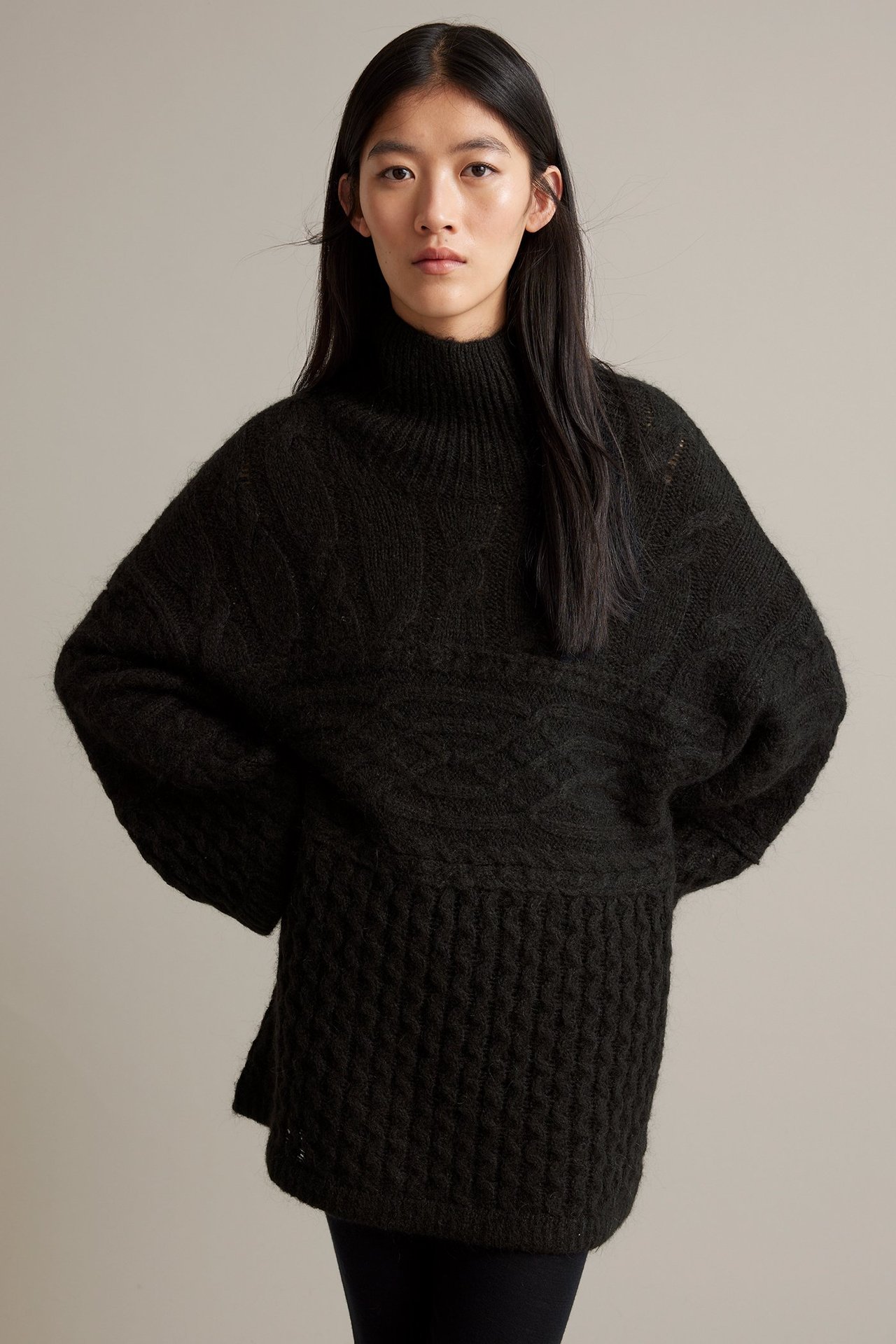 Sweter z mieszanki wełny, z golfem - Czarne - 180cm / Rozmiar: S - 5