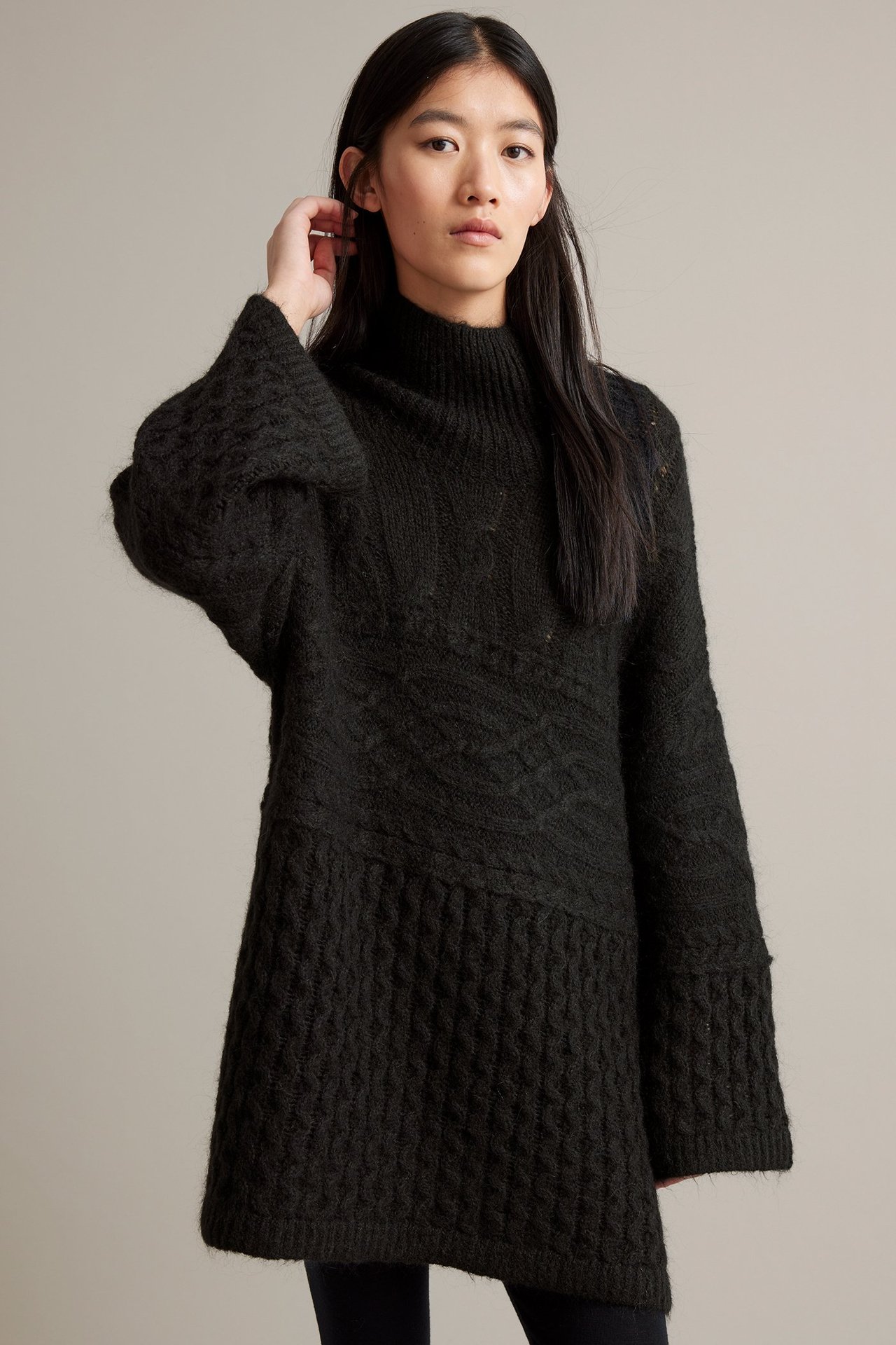 Sweter z mieszanki wełny, z golfem - Czarne - 180cm / Rozmiar: S - 7