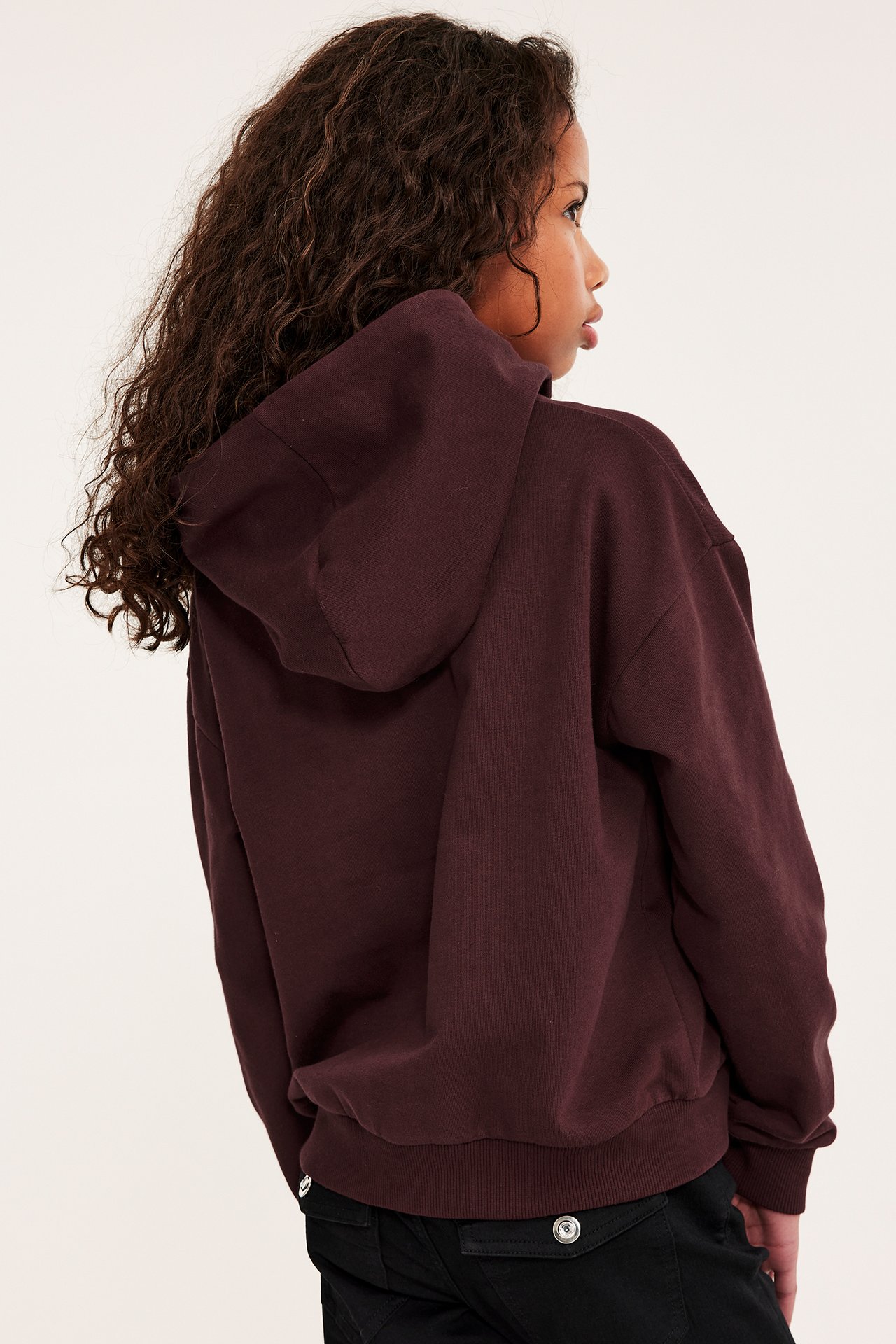 Hoodie med tryck - Mörkröd - 5