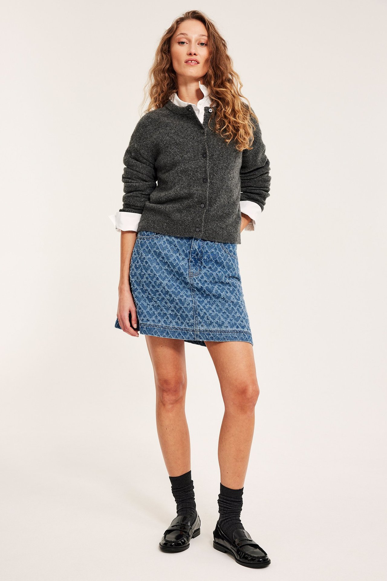 Strukturalna spódnica dżinsowa - Dżins - 4